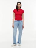 Red Logo Ribbed Slim T-Shirt  Women