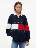 Blue Tommy Flag Jersey Oversized Rugby Shirt  Women