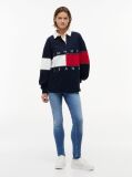 Blue Tommy Flag Jersey Oversized Rugby Shirt  Women