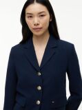 Blue Gold-Tone Button Regular Fit Cropped Blazer  Women