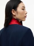 Blue Gold-Tone Button Regular Fit Cropped Blazer  Women