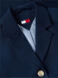 Blue Gold-Tone Button Regular Fit Cropped Blazer  Women