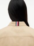 Beige Relaxed Fit Crest Embroidery Cropped Shirt  Women