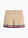 Beige Global Stripe Tape Pleated Mini Skirt  Women