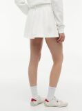 White Textured Twill Pleated Flared Mini Skirt  Women
