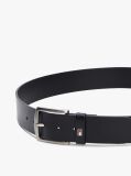 Black Denton Flag Logo Leather Belt  Men
