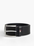 Black Denton Flag Logo Leather Belt  Men