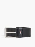 Black Denton Flag Logo Leather Belt  Men