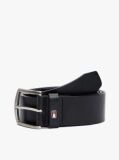 Black Denton Flag Logo Leather Belt  Men
