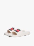 White Essential Flag Badge Pool Slides  Men