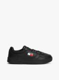 Black Leather Colour-Blocked Cupsole Trainers  Men