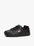 Black Leather Colour-Blocked Cupsole Trainers  Men