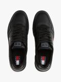 Black Leather Colour-Blocked Cupsole Trainers  Men