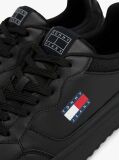 Black Leather Colour-Blocked Cupsole Trainers  Men