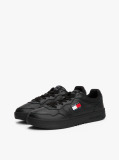Black Leather Colour-Blocked Cupsole Trainers  Men
