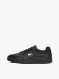 Black Leather Colour-Blocked Cupsole Trainers  Men