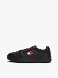 Black Leather Colour-Blocked Cupsole Trainers  Men