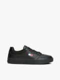 Black Leather Colour-Blocked Cupsole Trainers  Men