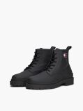 Black Matte Leather Cleat Lace-Up Boots  Men