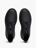 Black Matte Leather Cleat Lace-Up Boots  Men