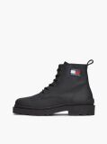 Black Matte Leather Cleat Lace-Up Boots  Men