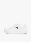 White Retro Essential Leather Fine-Cleat Basketball Trainers  Women
