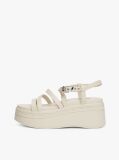 White Leather Strappy Platform Sandals  Women