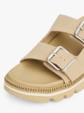 Beige Suede Double Strap Cleat Sandals  Women