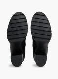 Black Leather High Block Heel Chelsea Boots  Women