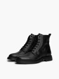 Black Lightweight Leather Lace-Up Mid Boots  Men