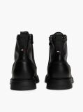 Black Lightweight Leather Lace-Up Mid Boots  Men
