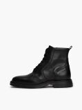 Black Lightweight Leather Lace-Up Mid Boots  Men