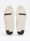 Beige Leather Textured Court Trainers  Men