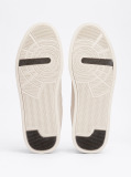 Beige Leather Textured Court Trainers  Men