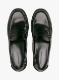 Black Debossed Leather Loafers  Men