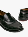 Black Debossed Leather Loafers  Men