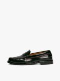 Black Debossed Leather Loafers  Men
