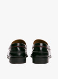 Black Debossed Leather Loafers  Men
