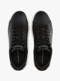 Black Pebble Grain Court Trainers  Men