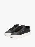 Black Pebble Grain Court Trainers  Men
