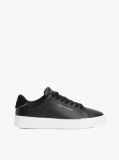 Black Pebble Grain Court Trainers  Men