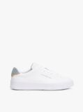 Grey Pebble Grain Court Trainers  Men