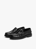 Black Leather Embossed Logo Loafers  Men