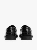 Black Leather Embossed Logo Loafers  Men