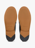 Black Leather Embossed Logo Loafers  Men