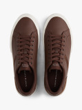 Brown Leather Mixed Texture Trainers  Men