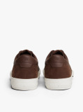 Brown Leather Mixed Texture Trainers  Men