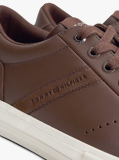 Brown Leather Mixed Texture Trainers  Men
