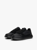 Black Leather Fine-Cleat Trainers  Men