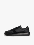 Black Leather Fine-Cleat Trainers  Men